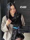  شال ژورژت درختی نگینی حاشیه دانتل  کد nil45480