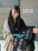 شال ژورژت درختی مجلسی گل‌دوزی نگینی کد nil58510