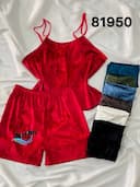 ست تاپ و شلوارک مخمل کد nil81950