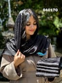 شال نخ ابریشم ژاکارد لمه کد nil040170