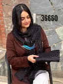 شال تور نگینی حاشیه دانتل کد nil36660