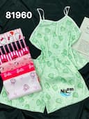 ست تاپ و شورتک ساتن با کش مو کد nil81960