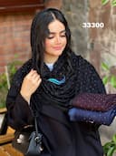 شال مخمل نگینی حاشیه دانتل کد nil33300