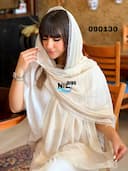 شال حریر مجلسی نگینی حاشیه گیپور کد nil090130