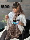 روسری سه گوش تور پلنگی حاشیه دانتل کد nil58090