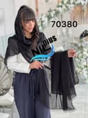 شال حریر شیفون نگینی حاشیه دانتل کد nil70380