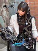 شال مخمل گلدوزی وارداتی کد nil96040