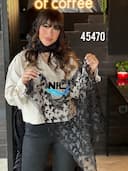 مینی اسکارف اکلیلی طرح برجسته حاشیه دانتل کد nil45470