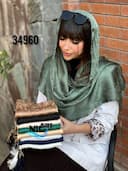 شال نخ ابریشم منگوله دار پیرایه کد nil34960