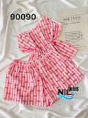ست تاپ شورتک ساتن طرحدار کد nil90090