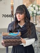 شال برشکا سنگشور طرح دار دور ریش کد nil70660