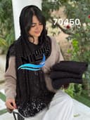 شال پاییزه خامه دوزی نگینی حاشیه دانتل کد nil70450