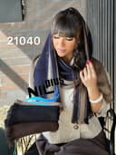 شال بافت طرحدار حاشیه دندان موشی کد nil21040