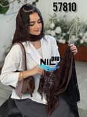 روسری سه گوش خامه دوزی حاشیه گیپور کد nil57810