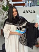 شال تور طرحدار حاشیه دانتل کد nil48740