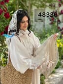 روسری سه گوش گیپور نگینی حاشیه دانتل کد nil48330