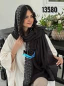 شال کریستال حاشیه نگینی مرواریدی کد nil13580