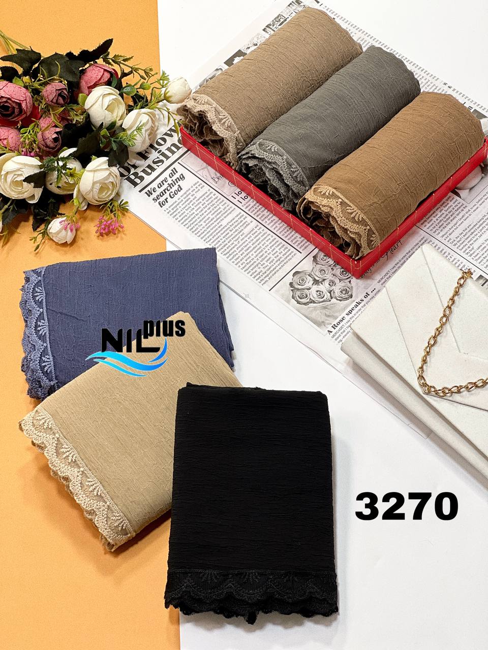 شال حریر شیفون دور گیپور اورجینال وارداتی کد nil3270 